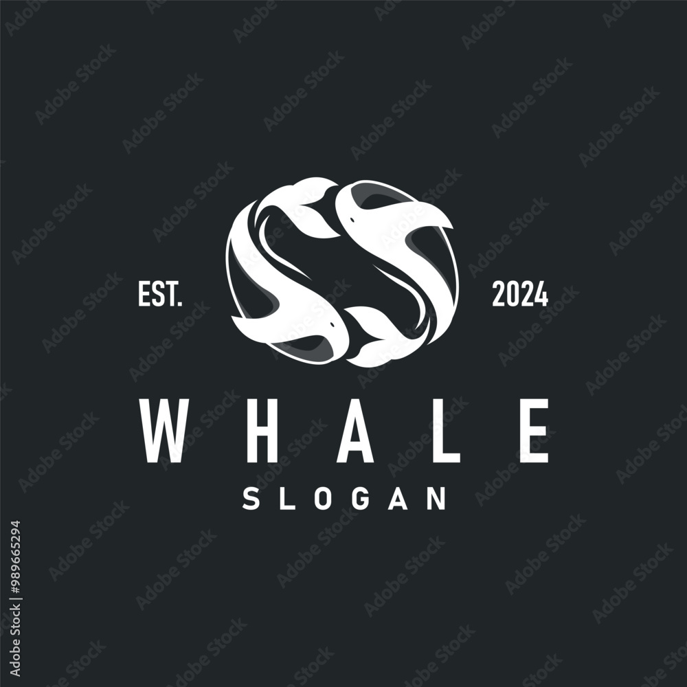 Fototapeta premium Whale logo design silhouette animal giant fish orca sea concept simple template illustration