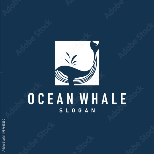 Whale logo design silhouette animal giant fish orca sea concept simple template illustration