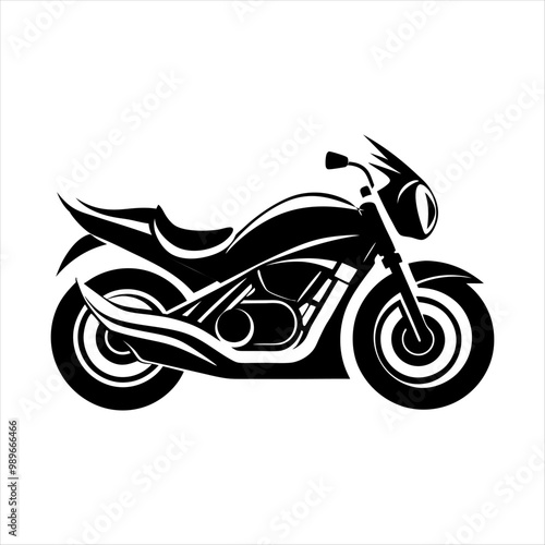 "Motorcycle Silhouette Vector: Bold and Detailed Biker Graphics for Logos, Posters, and T-Shirts"