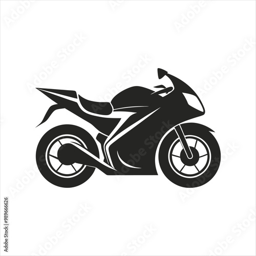 "Motorcycle Silhouette Vector: Bold and Detailed Biker Graphics for Logos, Posters, and T-Shirts"