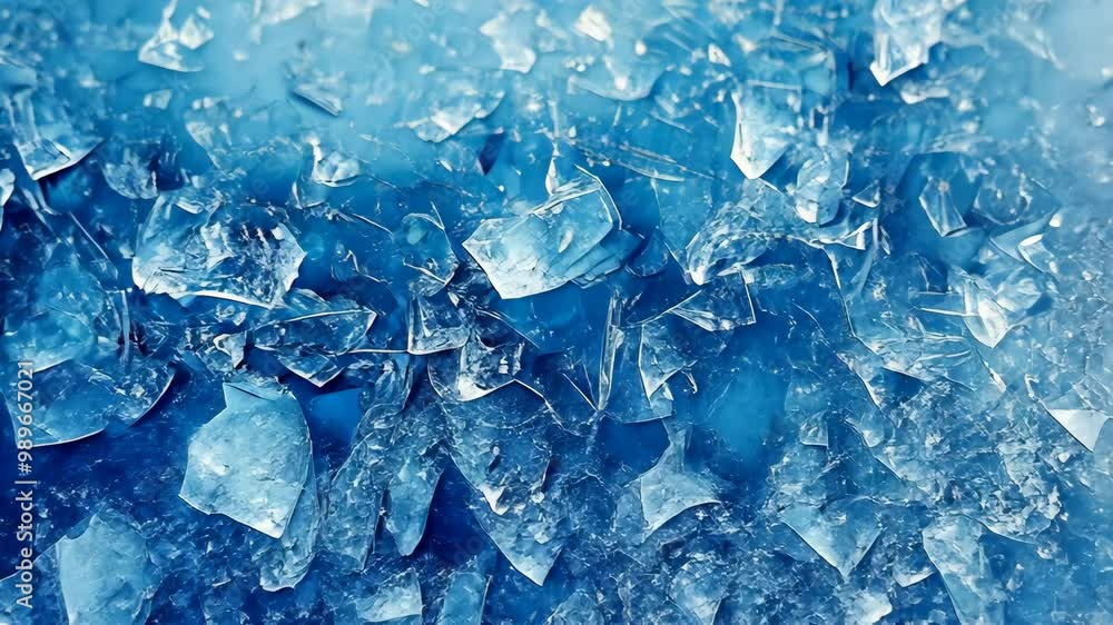 A close-up shot of a frozen lake surface, showing a variety of ice crystals that have formed on the water A close-up shot of a frozen lake surface, showing a variety of ice crystals that have formed on the water