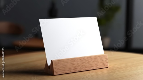 Wallpaper Mural Clean Minimalistic 3D Render of White Paper on Wooden Holder for Mockups and Menu Frames Torontodigital.ca