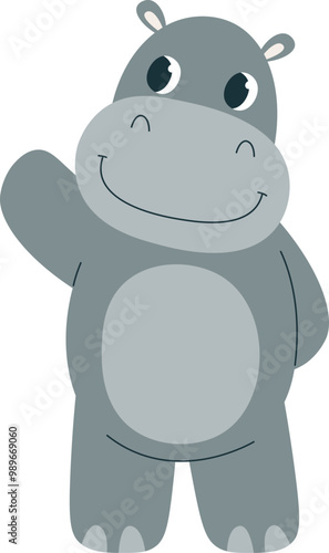 Childish Hippo Waving