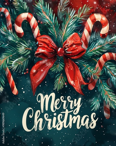 Merry Christmas Festive Banner with Pine, Berries, and Greeting Card Perfect for Holiday Celebrations postcard merry christmas happy new year