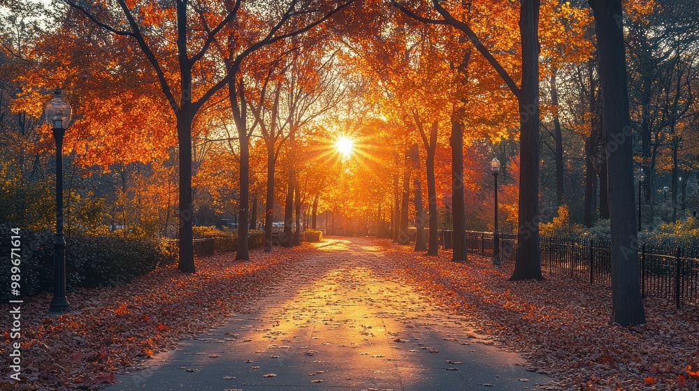 Fototapeta premium Autumnal Path Sunrays