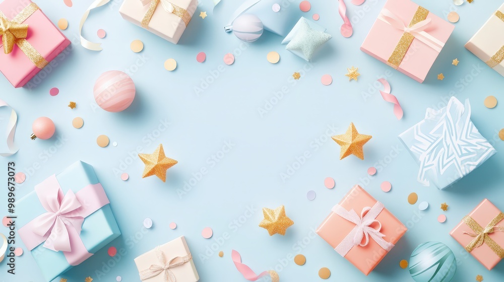 Festive Pastel Party Decorations Top View Vector Illustration on Transparent Background - Creative Artwork Mockup Concept Festive Pastel Party Decorations Top View Vector Illustration on Transparent Background - Creative Artwork Mockup Concept