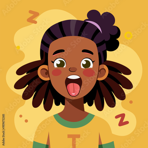 African american kid girl with dreadlocks and different positions of lip and tongue during pronunciation of english alphabet letters. Animation generator kit to sync speaking and expressions.