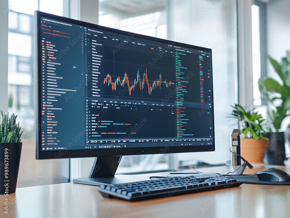 Minimalist data visualization on a clean monitor.
Minimalist data visualization on a clean monitor.