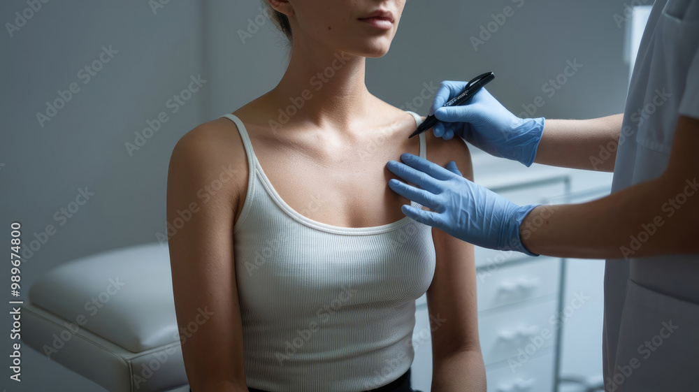 A woman is sitting in a chair while a doctor performs a procedure on her. The woman is relaxed and comfortable, and the doctor is wearing gloves and a mask A woman is sitting in a chair while a doctor performs a procedure on her. The woman is relaxed and comfortable, and the doctor is wearing gloves and a mask