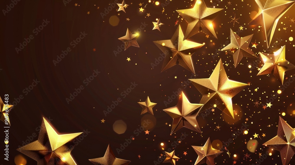 A gold star is surrounded by a lot of glitter and is the center of attention A gold star is surrounded by a lot of glitter and is the center of attention