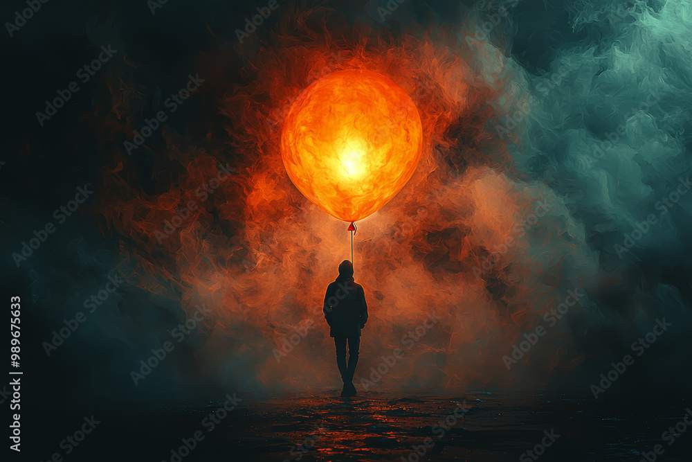 A person holding a bright, colorful balloon that is slipping through their fingers into a dark, swirling void, symbolizing the loss of hope despite outward appearances. A person holding a bright, colorful balloon that is slipping through their fingers into a dark, swirling void, symbolizing the loss of hope despite outward appearances.