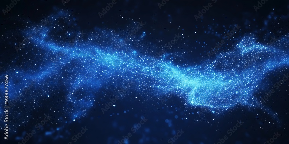 Obraz premium Abstract representation of a cosmic galaxy in blue hues.