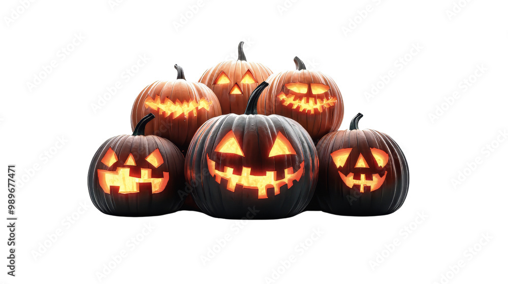 Spooky Jack O Lantern Pumpkins with Glowing Faces for Halloween Spooky Jack O Lantern Pumpkins with Glowing Faces for Halloween