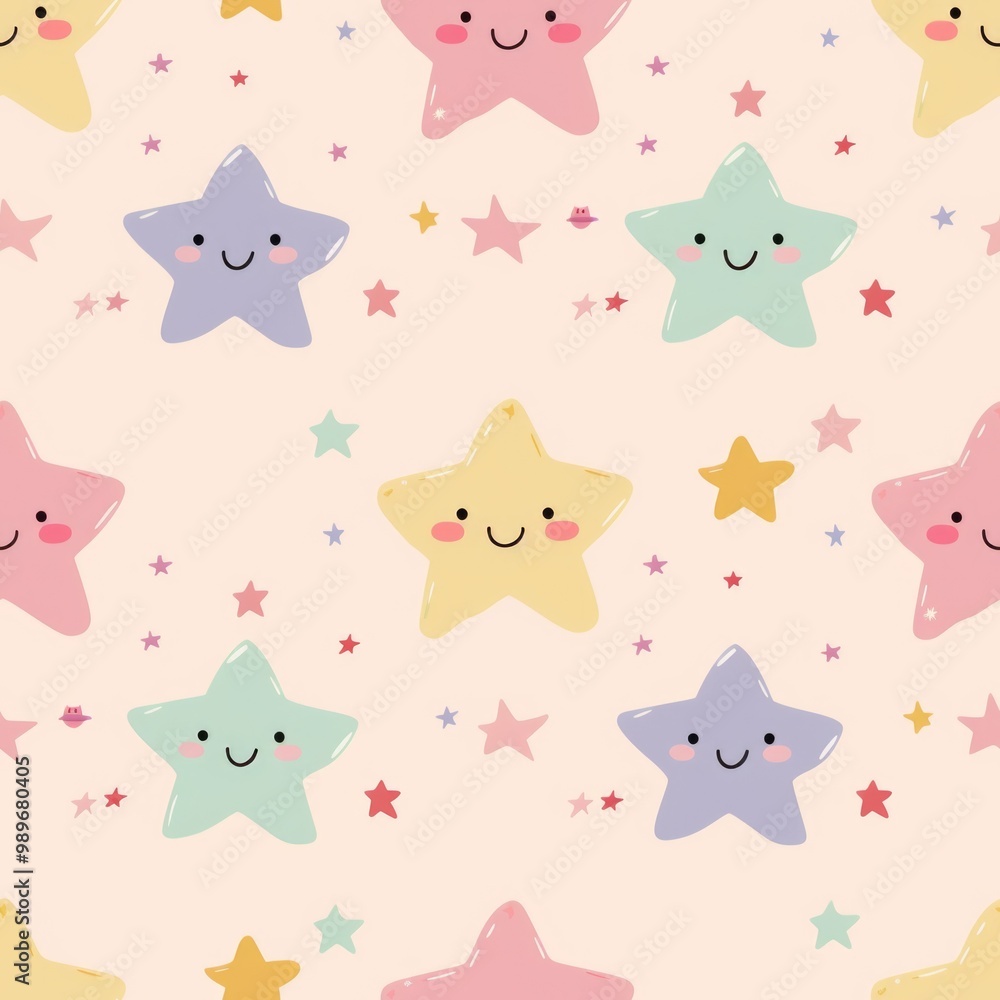 Obraz premium Whimsical pastel star pattern for children's designs. AI