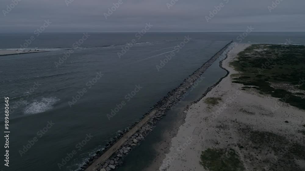 Barnegat, NJ, USA - September 18th 2017 - Aerial of Barnegat Lighthouse in Fall Barnegat, NJ, USA - September 18th 2017 - Aerial of Barnegat Lighthouse in Fall