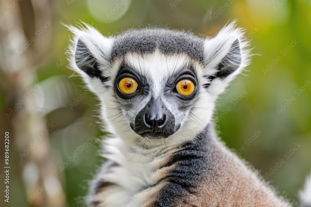 Captivating lemur in natural habitat with bright eyes AI Captivating lemur in natural habitat with bright eyes AI