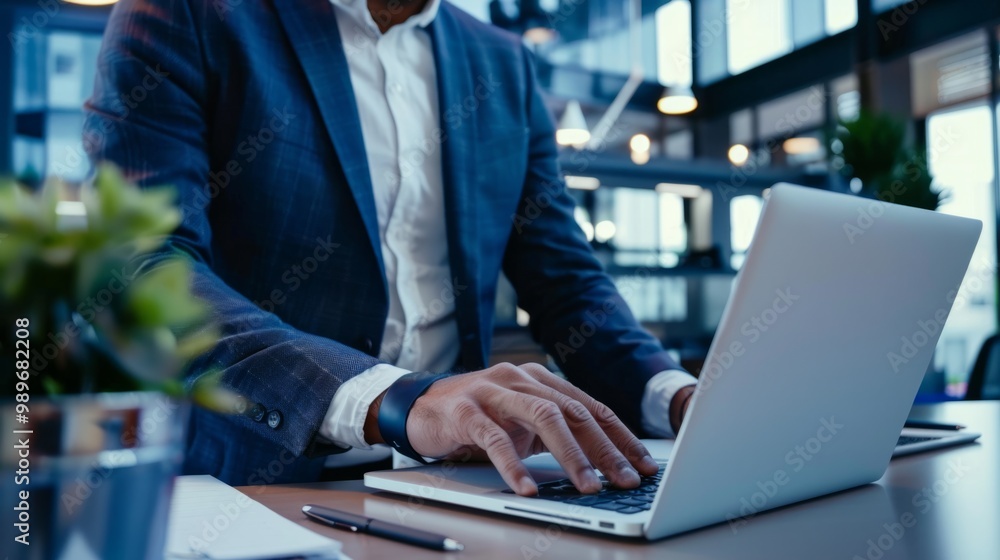 business person working on a laptop generative ai business person working on a laptop generative ai