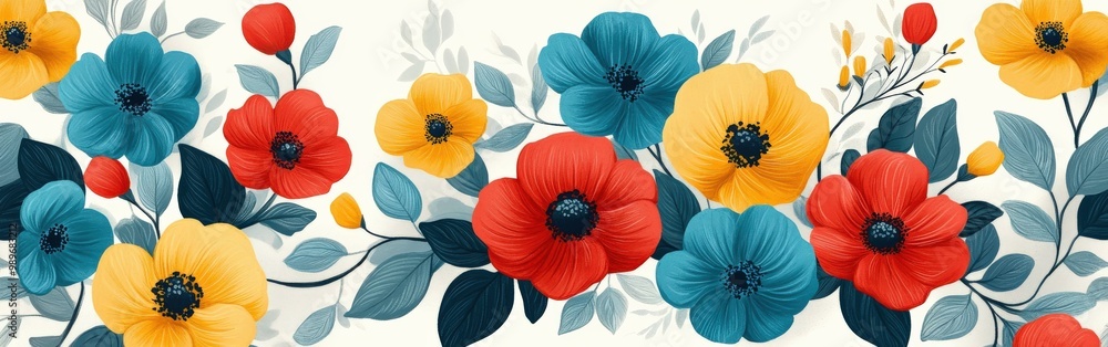 Obraz premium Bold Filipino piña fabric-inspired floral pattern