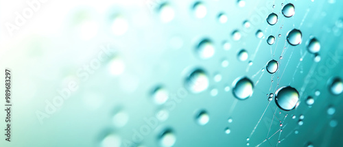 Wallpaper Mural macro shot of rain droplets clinging to spider web creates serene atmosphere. Torontodigital.ca