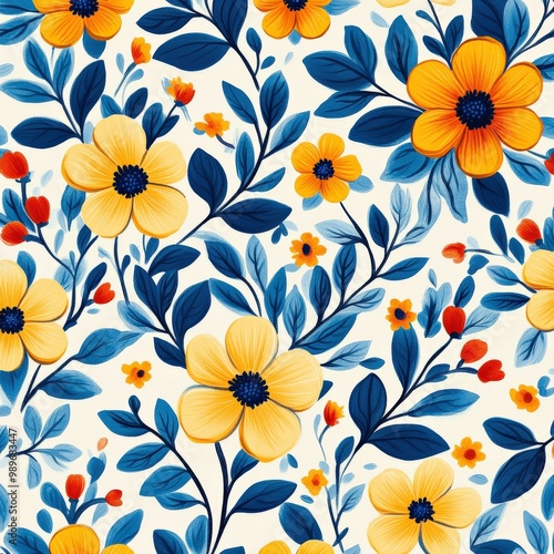 Wallpaper Mural Bold Filipino piña fabric-inspired floral pattern Torontodigital.ca
