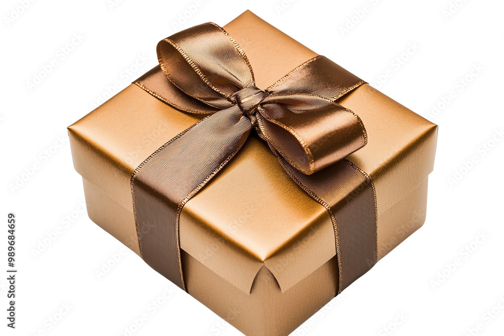 Elegant Gold Gift Box with Matching Ribbon and Bow, Perfect for Special Occasions, Holidays, and Anniversaries, Isolated on Transparent Background Elegant Gold Gift Box with Matching Ribbon and Bow, Perfect for Special Occasions, Holidays, and Anniversaries, Isolated on Transparent Background