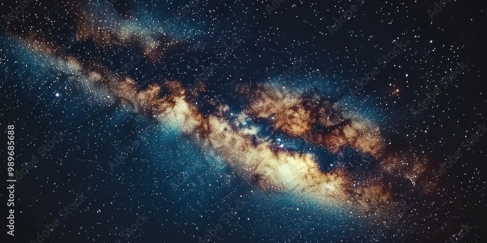 Obraz premium A Celestial Tapestry of Stars and Nebulas, Intertwined in a Cosmic Dance of Light and Darkness