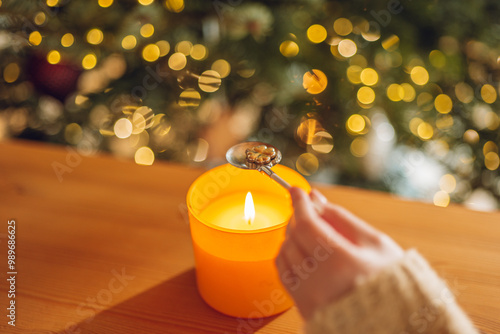 Canvas Print lead pouring set for Christmas fortune telling
