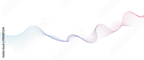 Flowing Dot Wave halftone gradient pattern on transparent background 