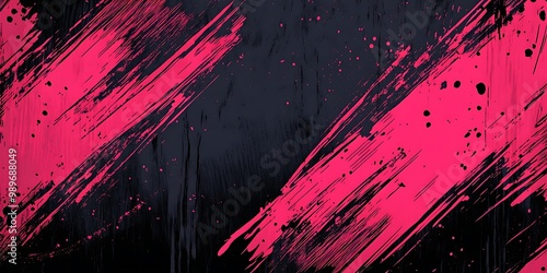 Abstract pink and black paint splatter background.