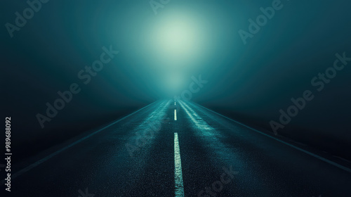 A long road with a dark sky and a bright moon