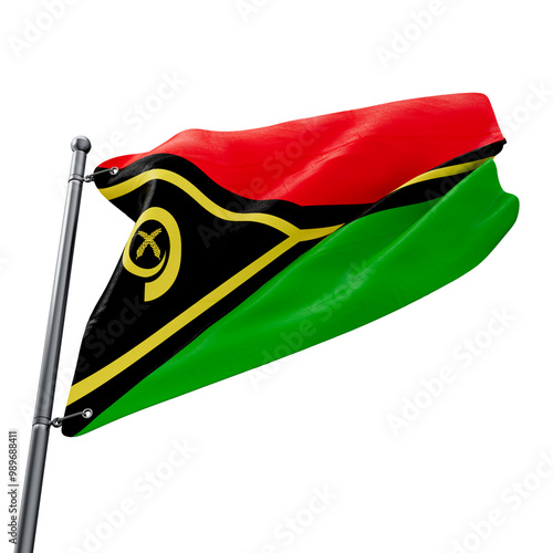 Asset 3D Realistic Flag of Vanuatu with Transparent Background photo