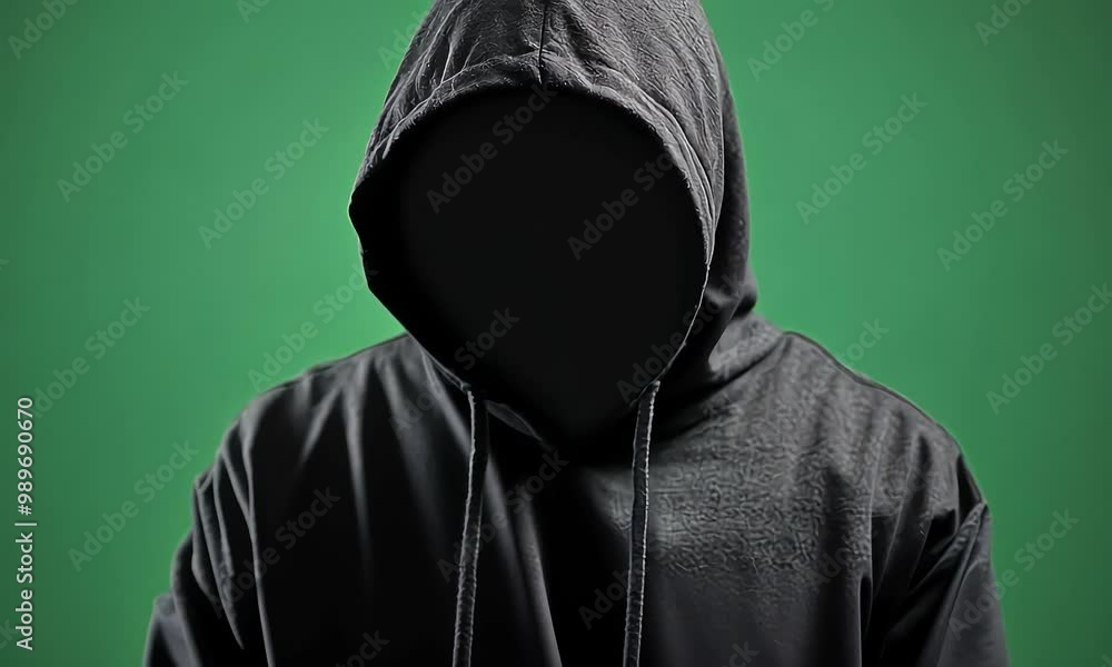 Faceless Hooded Figure in Dark Clothing green screen background with ai generated.
Faceless Hooded Figure in Dark Clothing green screen background with ai generated.