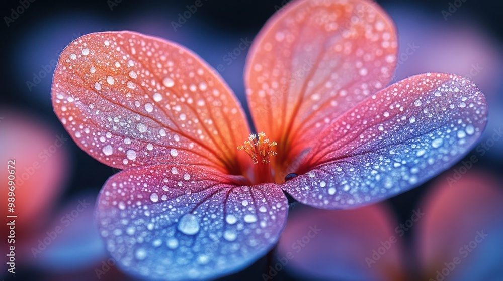 A delicate flower petal with dew drops, showcasing the beauty of nature's intricate details A delicate flower petal with dew drops, showcasing the beauty of nature's intricate details