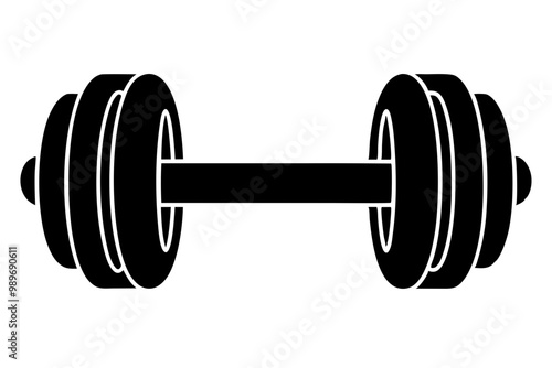 dumbbell flat silhouette icon illustration