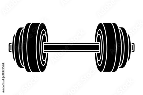 dumbbell flat silhouette icon illustration
