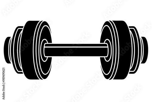 dumbbell flat silhouette icon illustration