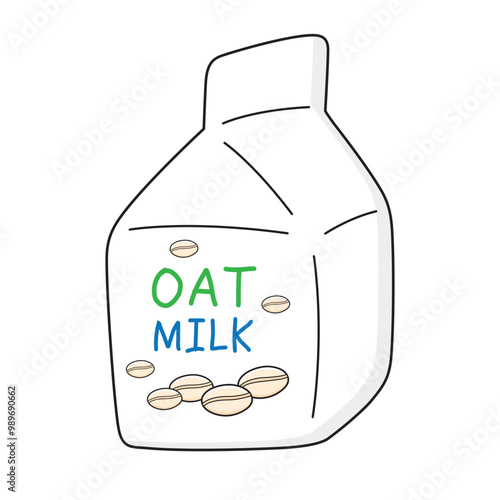 Oat milk carton isolated vector illustration