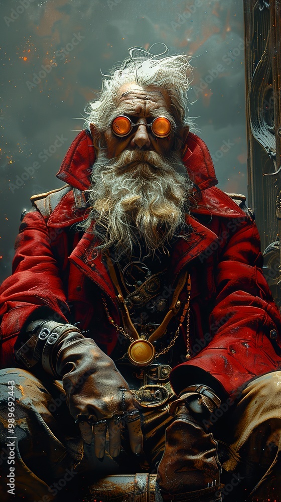Intense Portrait of a Fantasy Character in a Steampunk Setting Intense Portrait of a Fantasy Character in a Steampunk Setting