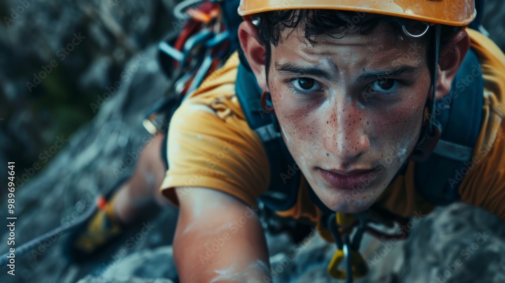 Climbers with intense concentration. generative ai Climbers with intense concentration. generative ai