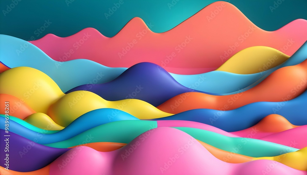 Whimsical 3D Abstract Landscape Composition Whimsical 3D Abstract Landscape Composition