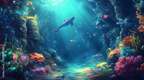 Deep sea backgroud/scenery under the sea 