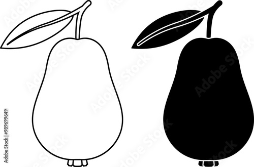 outline silhouette Psidium guajava fruit icon set