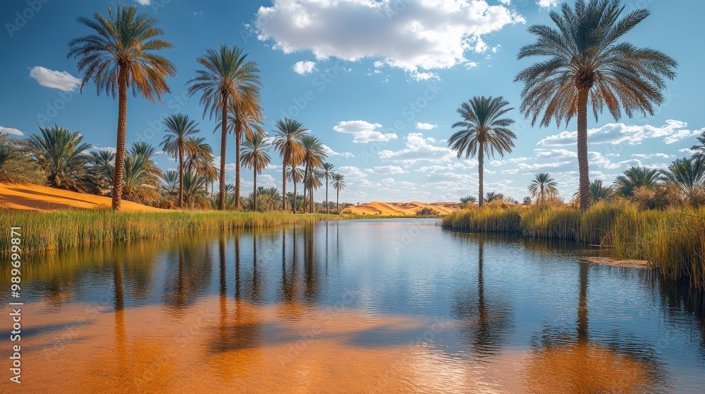 Oasis Landscape with Palm Trees Oasis Landscape with Palm Trees