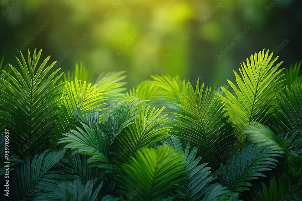 Close-up of Lush Japanese Sago Palm Leaves Showcasing Vibrant Green Color and Intricate Texture Close-up of Lush Japanese Sago Palm Leaves Showcasing Vibrant Green Color and Intricate Texture