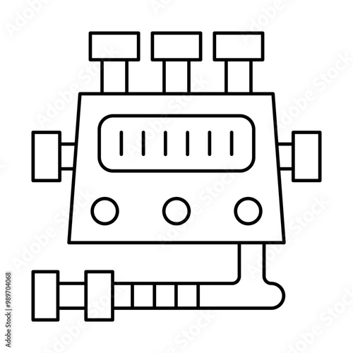 block machine of car service and repairing with outline icon sets