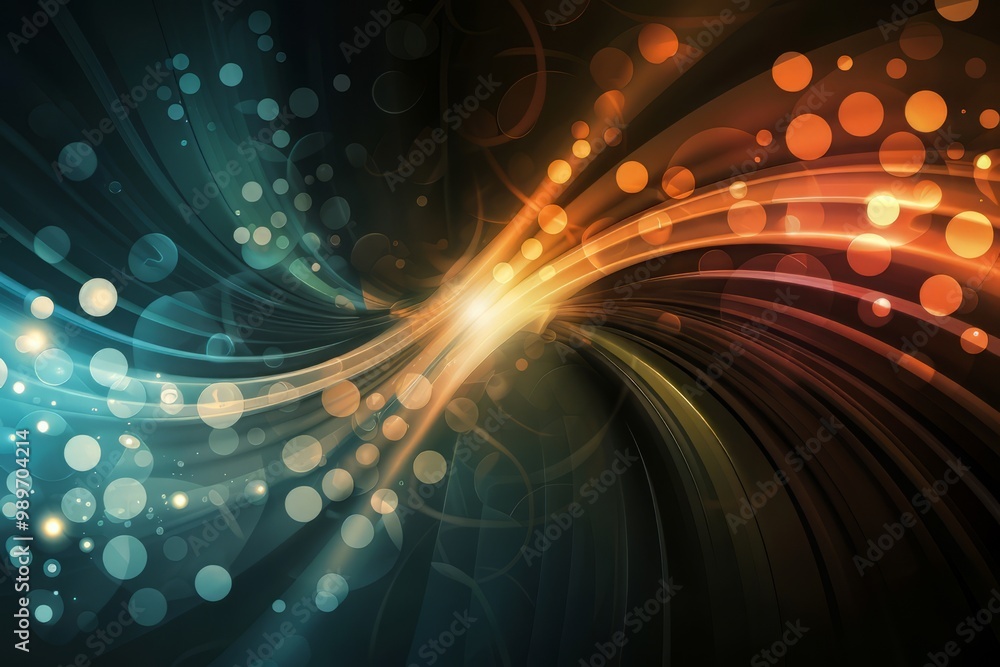 Obraz premium Abstract Swirling Background with Bokeh Lights and Curved Lines