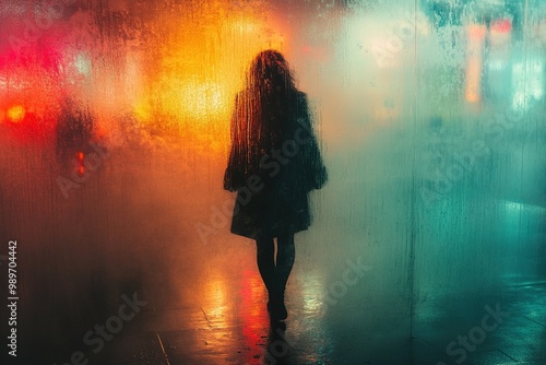 Ethereal Translucent Figure Emerges in a Vibrant and Vivid Abstract Composition of Colors photo