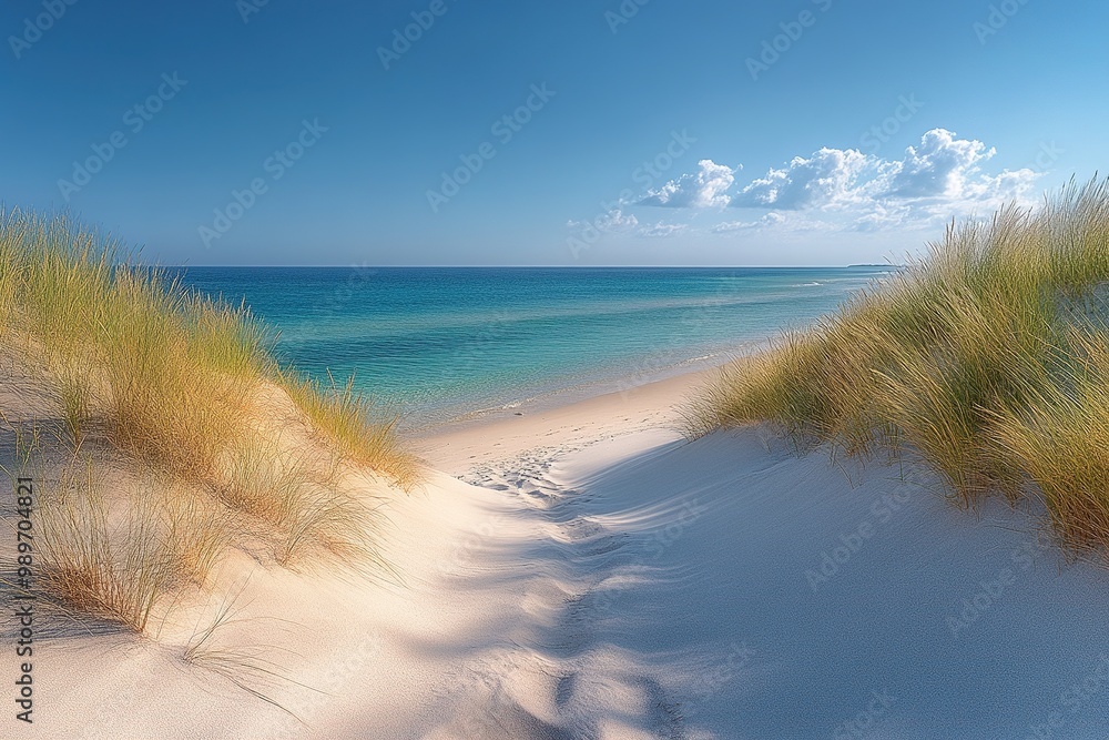 Serene Beach Scene with Vibrant Colors and Clear Sky Capturing the Essence of Tranquility and Beauty Serene Beach Scene with Vibrant Colors and Clear Sky Capturing the Essence of Tranquility and Beauty