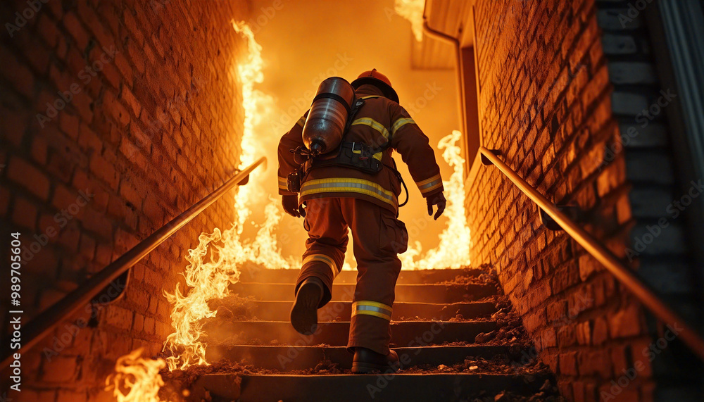 Fototapeta premium fireman on fire