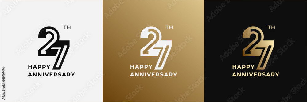 Logo 27th, 27 years anniversary, Creative template for celebration, birthday, greeting and invitation. Editable file Logo 27th, 27 years anniversary, Creative template for celebration, birthday, greeting and invitation. Editable file